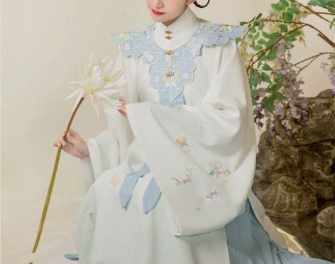 九曲阑珊原创汉服女芷蝶明制立领长袄刺绣云肩...