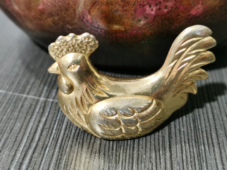 海外回流铜制鎏金大公鸡，品相大小如图