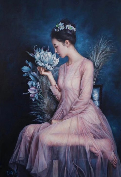 小姐姐系列作品  微喷油画 材质：防水油画...
