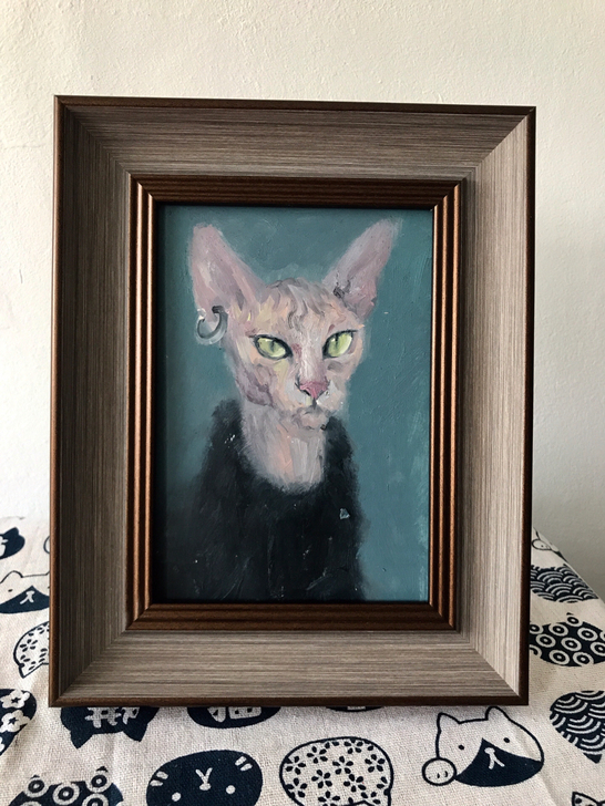 《司芬克斯》 手绘宠物油画作品