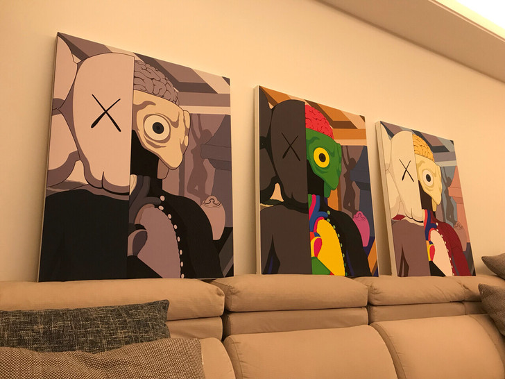 kaws解刨解剖三色无框画装饰工艺画