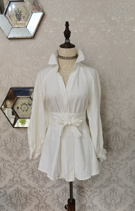 ByYou白色衬衫休闲套装女洋气收腰阔腿短...