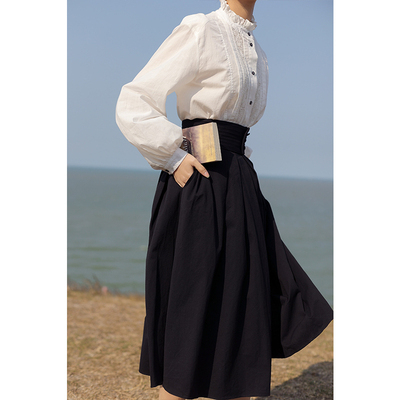 法式复古赫本风时尚伞裙女2021夏新款半裙