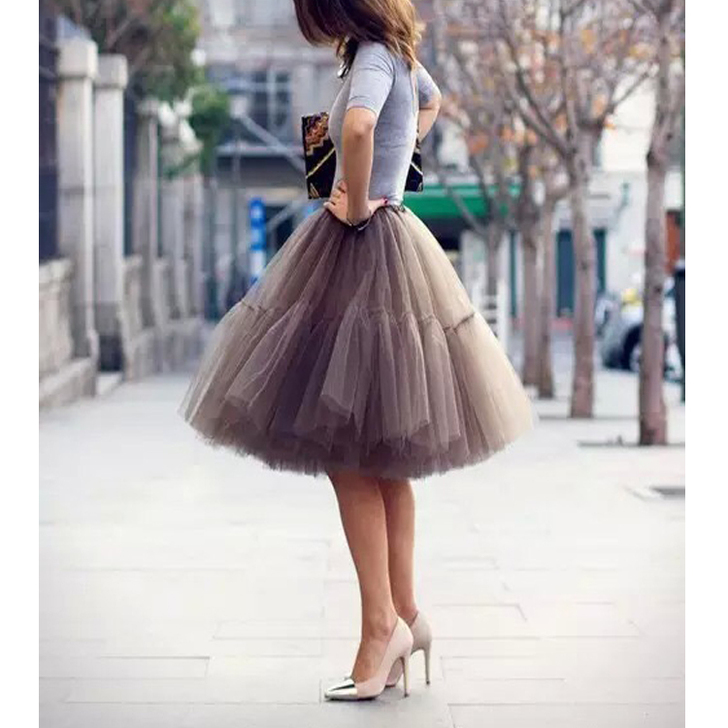 微笑家春夏新品赫本优雅网纱多层松紧腰高腰公...