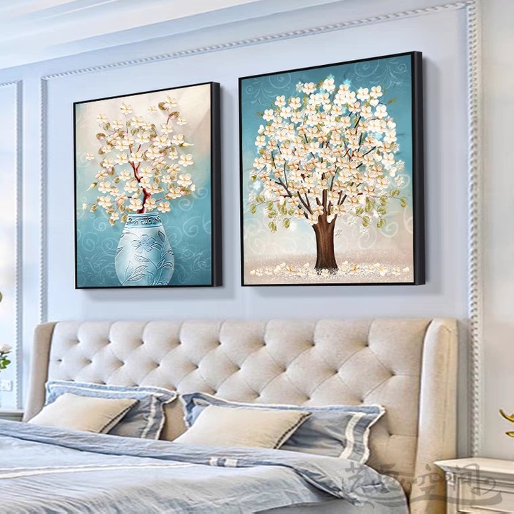 装饰画现代简约床头背景墙画晶瓷轻奢壁画歺厅...