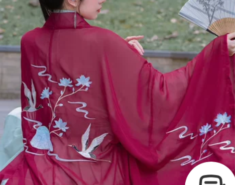 清梳汉服女夏季云中鹤夜大袖衫女单件披风外套...