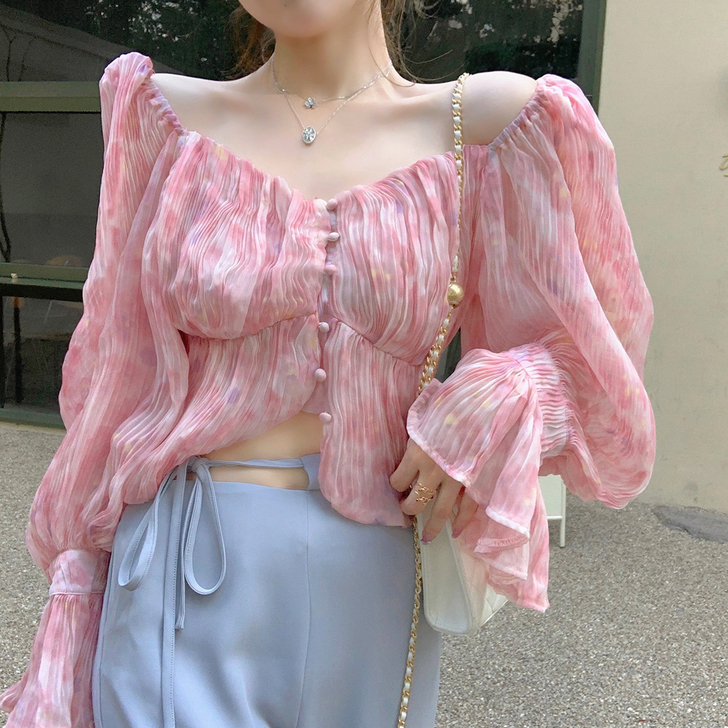 byyou 蕾丝雪纺衫
