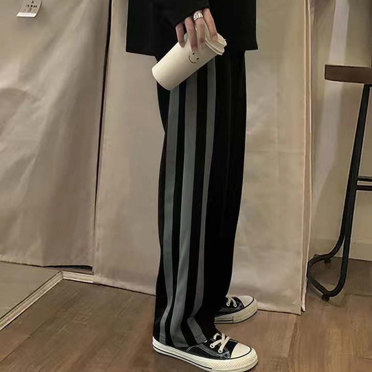 高街裤子男士夏季宽松直筒潮流百搭阔腿拖地裤...