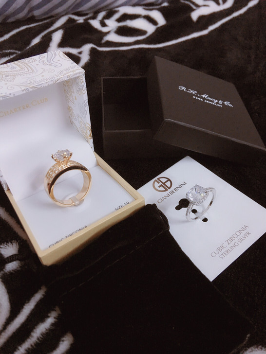 全新一克拉钻石戒指美国百货正品金色银色