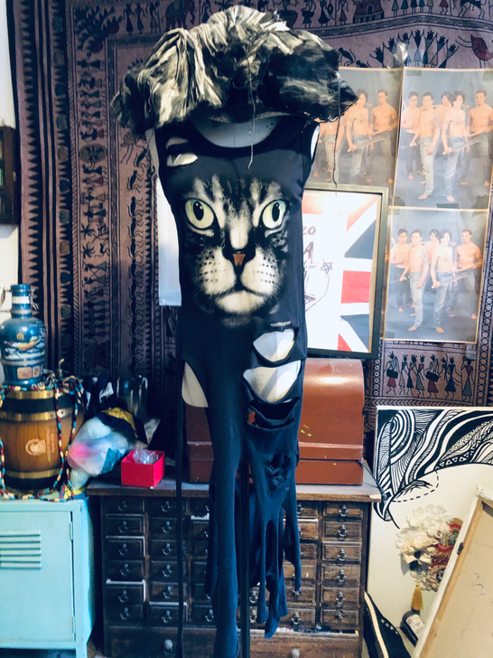 vintage全新品破洞流浪风格全棉印花连...