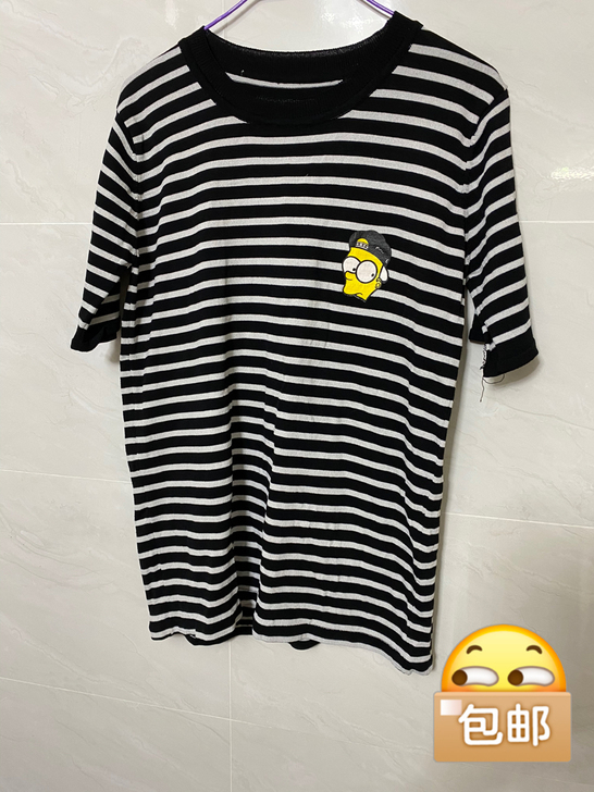 条纹半袖针织衫，穿上超级舒服，质量特别好非...