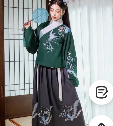 艺缕汉服两件套,交领明制秋冬款,偏厚实。仅...