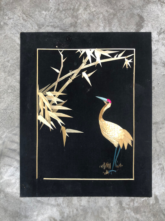 丹顶鹤稻草工艺画艺术品，民族工艺，收藏和观...