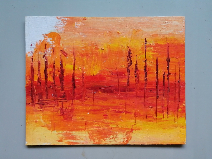 抽象布面手绘油画，美院学生作品