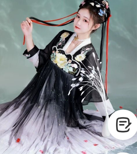 五五年原创汉服 三色堇汉元素改良齐胸衫裙新...