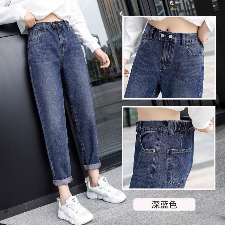 牛仔裤女宽松直筒高腰裤韩版显瘦奶奶裤老爹萝...