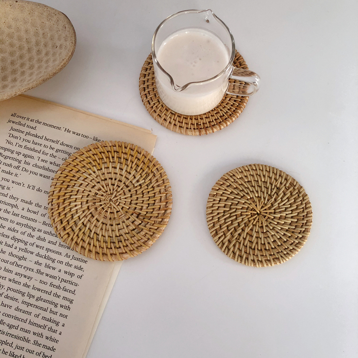 以手造物。进口越南秋藤茶杯垫 编织收纳 拍...