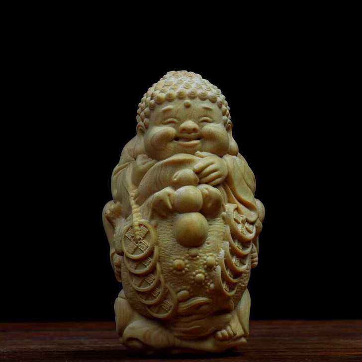 小叶黄杨木《笑宝佛》手把件