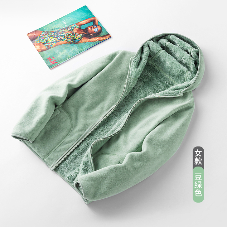 啄木鸟双面穿摇粒绒抓绒衣男女冬加绒加厚珊瑚...