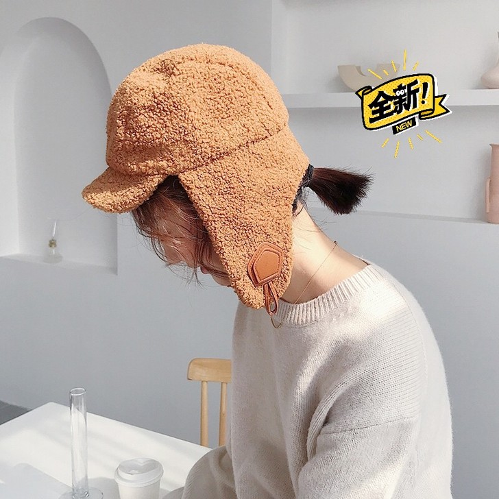 羊羔毛加绒防风帽子，骑车必备 超暖和