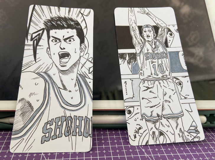 灌篮高手纯手绘书签，樱木花道，三井寿