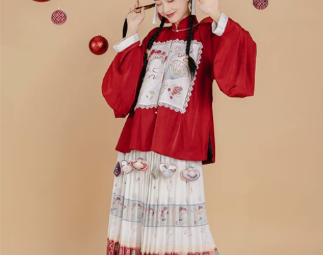 七月夕 走秀款 绒果 袄裙立领短袄褶裙原创...