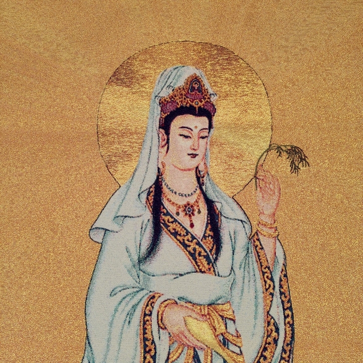 唐卡金丝刺绣画观世音菩萨画像 客厅佛堂供奉...