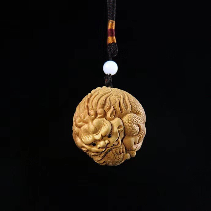 大叶黄杨木招财貔貅抱球