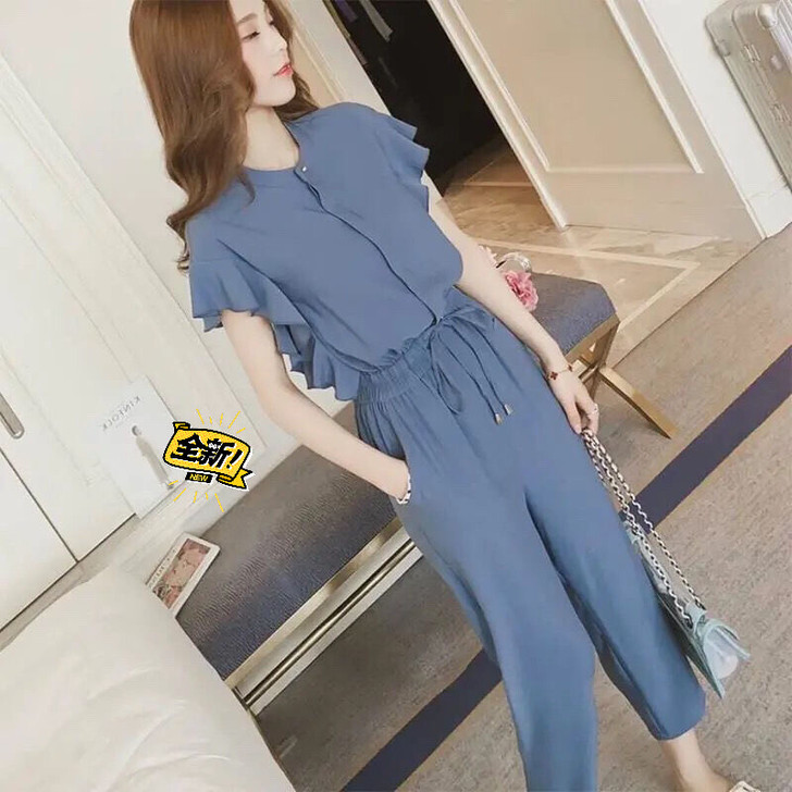 夏季娇小个子女生显高闺蜜装韩版百搭短袖休闲裤