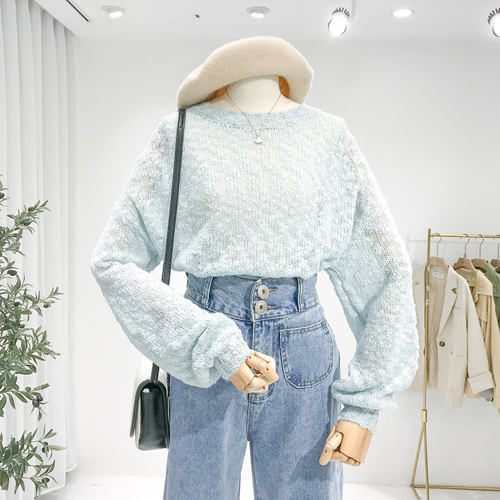 2019早秋新款chic超火网红纯色圆领套...