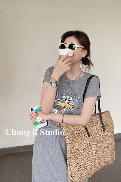 宠儿自制 休闲开叉假两件连衣裙女新款夏出游...