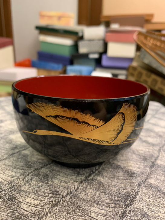 日本树脂大漆茶碗。古玩收藏艺术品