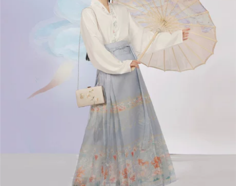 古月坊原创青衣谣明制汉服穿孔马面裙女日常春...