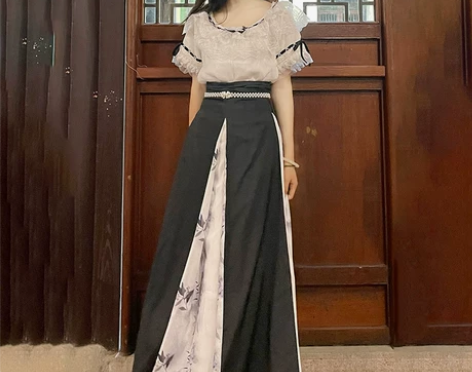 秀巅原创改良汉服女征集中汉元素蕾丝短