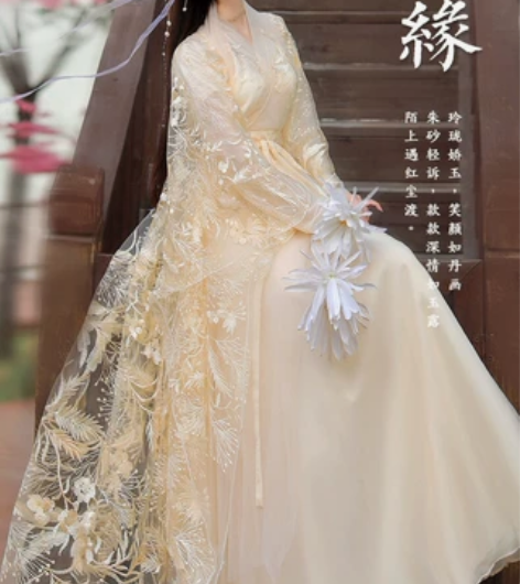 新款浮生缘汉服中国风夏季古装蕾丝绣花薄款超...
