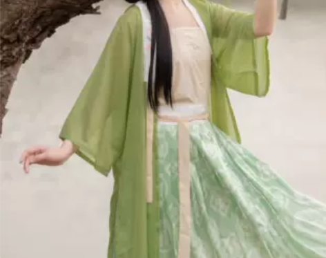 棠梨原创汉服女清宴明制对襟合领衫半袖齐腰褶...