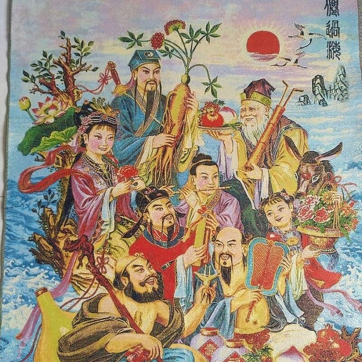 【八仙过海】唐卡刺绣画 宗教刺绣 金丝刺绣...