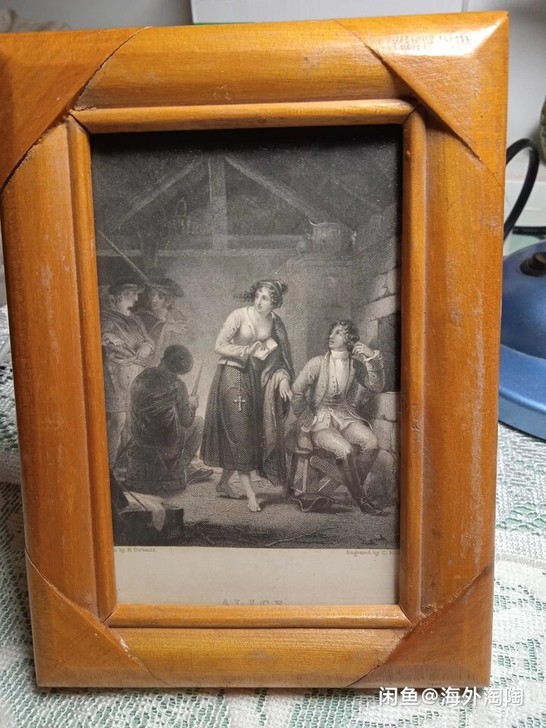 西洋版画 英国早期雕刻版画 ，画名 爱丽丝...