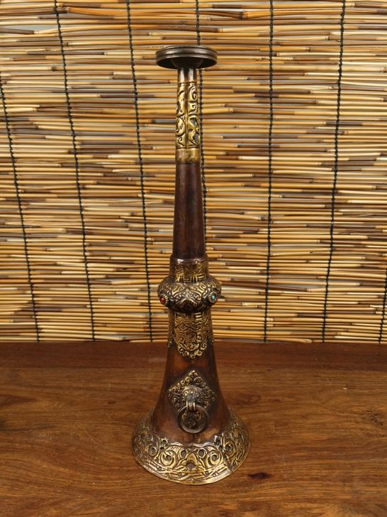 乡下收来老铜鎏金镶嵌宝石法器，完好无损，喜...