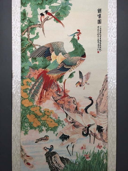 编号：GH-046 批发中堂刺绣画 锦鸡图...