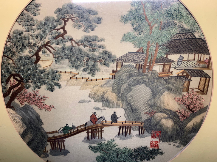 绣画 刺绣画 实木装裱 所有画面包括树叶和...