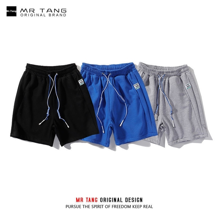 韩国订单日系纯色百搭宽松休闲短裤男时尚超火...