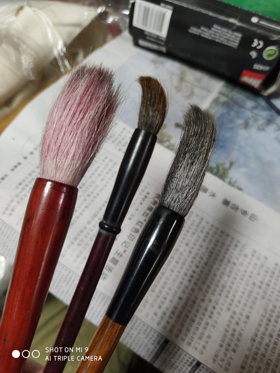 老毛笔3只老书法毛笔，