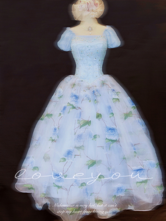 全新-重工钉珠宫廷蓬蓬裙 清新花朵公主蓬蓬裙