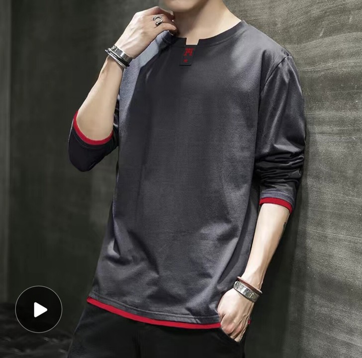 纯棉t恤男士夏季潮流2019新款T秋装长袖...