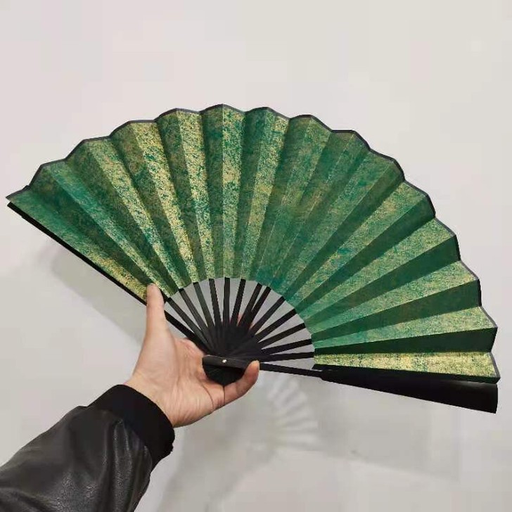 10寸15方黑平板鎏金扇面，宜书宜画，书写...