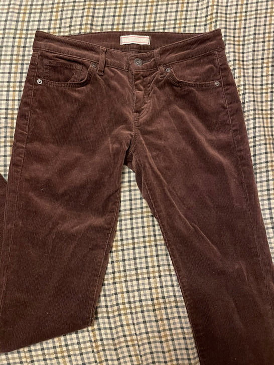 深棕色摩登绒裤子