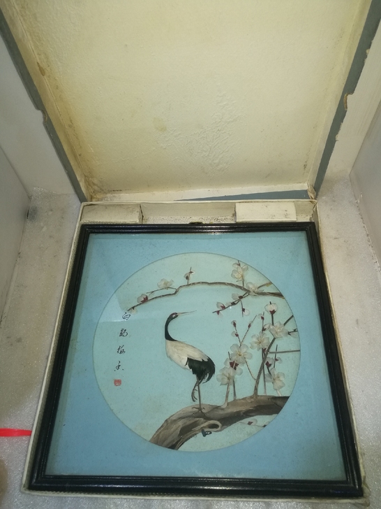 七八十年代羽毛工艺画 老物件  民间工艺 ...