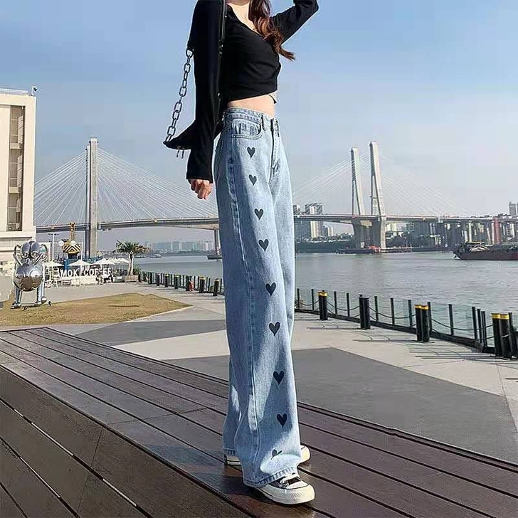外贸尾单处理阔腿牛仔裤女士春秋夏2021年...