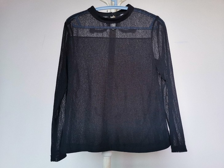 简单大方高级黑色圆领显瘦针织衫微透需要打底